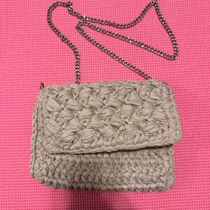 H&M Taupe Woven Shoulder Bag with Chain Strap